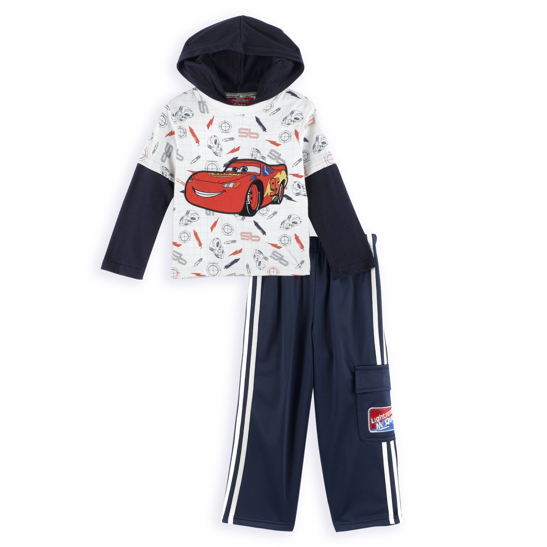 Cars Toddler Boy&#39;s  2 Piece Hooded Active Top, Cargo Pant