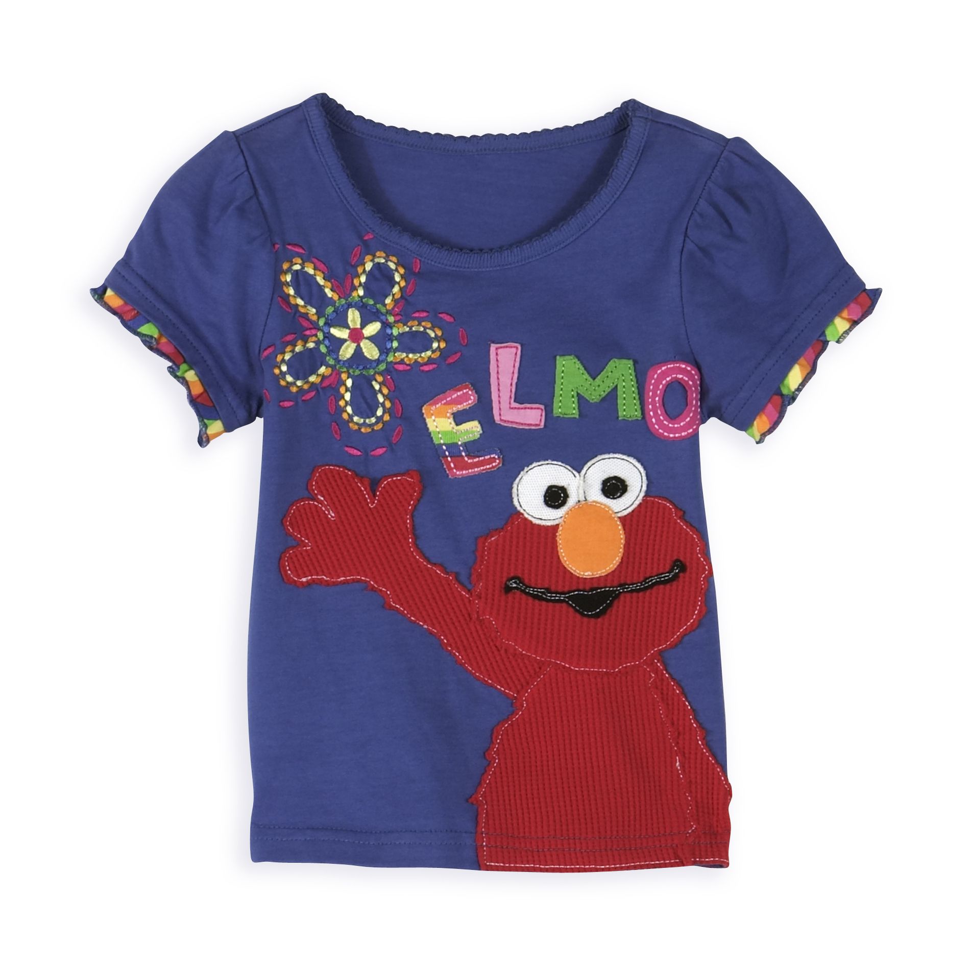 Sesame Street Toddler Girl&#39;s Elmo Homespun Applique Top