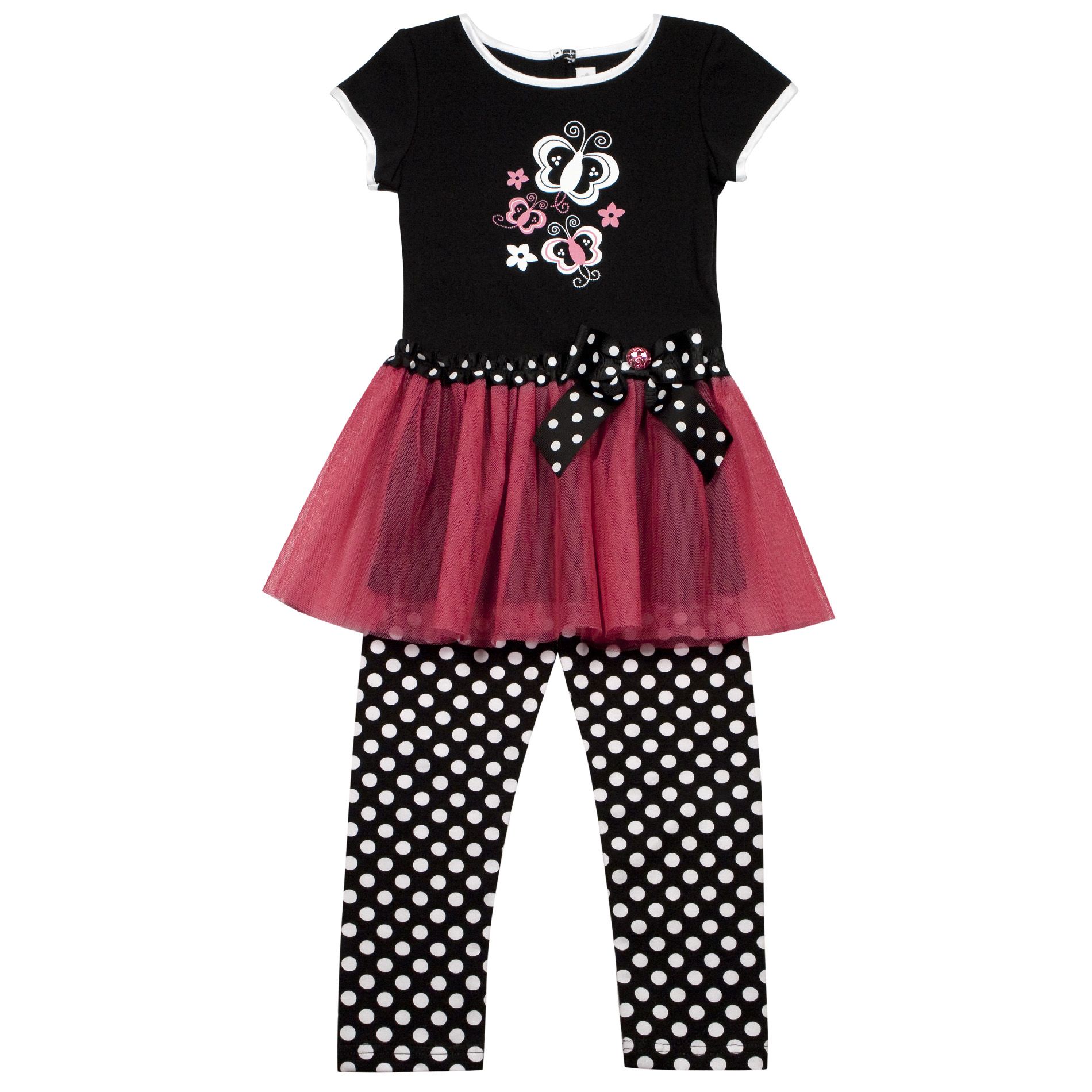 Youngland Girl&#39;s 4-6x Short Sleeve Tutu Butterfly Dress with Leggings