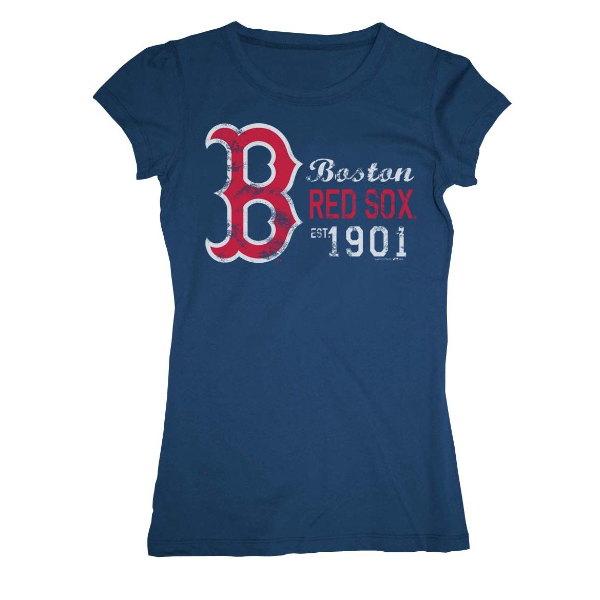 MLB Women's Boston Red Sox Cap-Sleeve Scoop with Raw Edges Jersey Tee