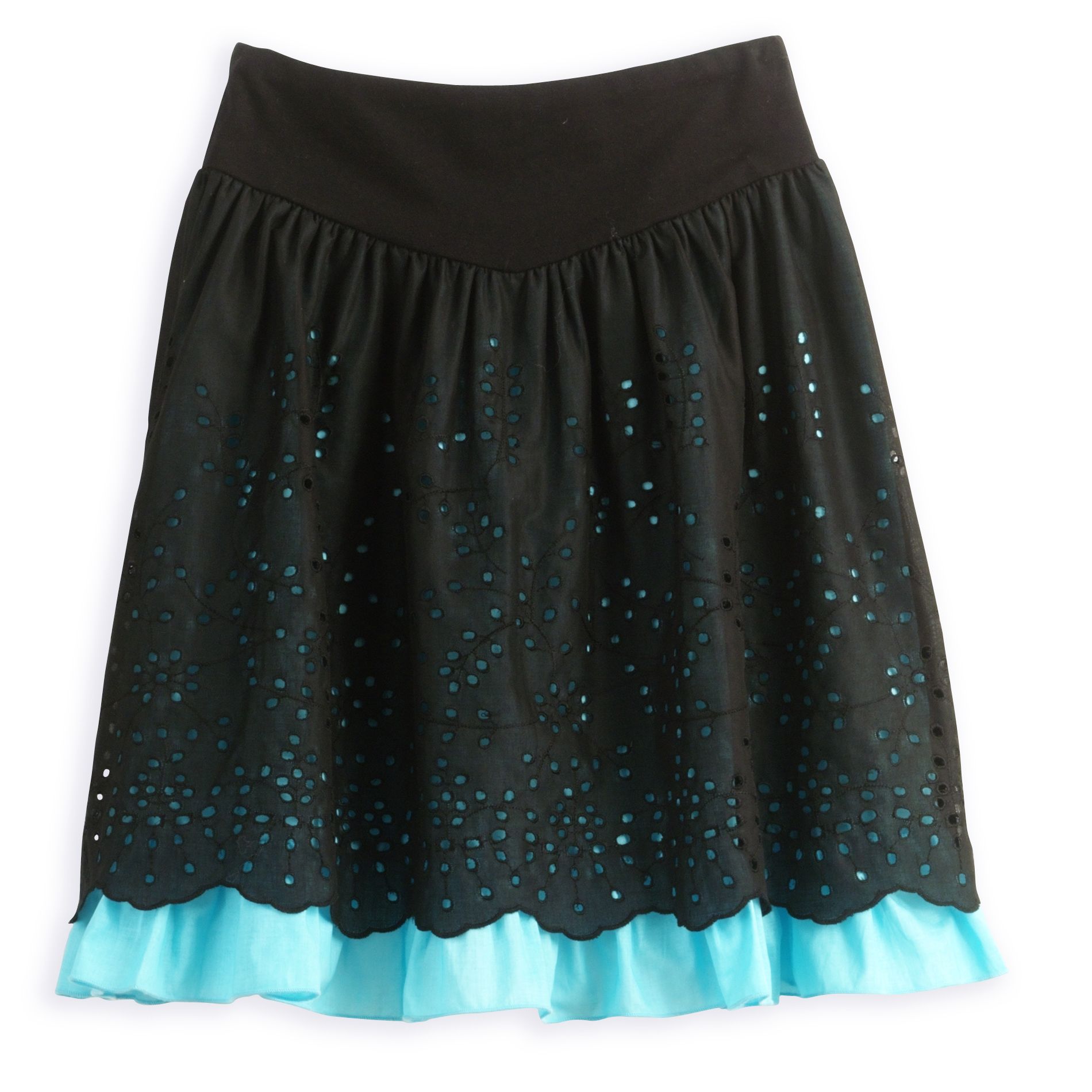 Joey B Girl&#39;s 7-16 Elastic Waist Skirt with Blue Underskirt