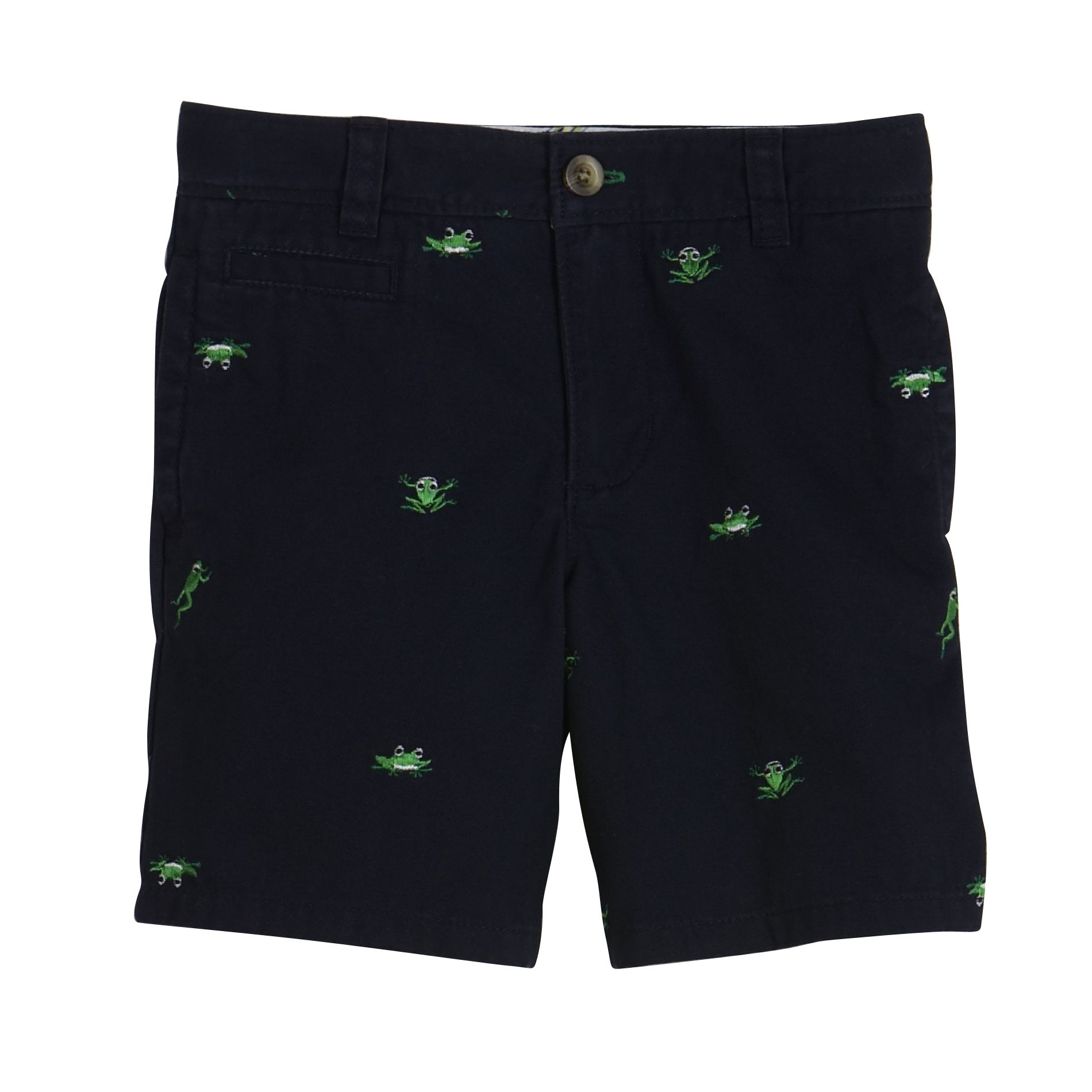 WonderKids Infant Boy&#39;s Embroidered Frog Twill Shorts