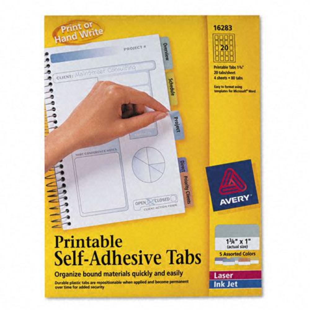 Avery AVE16283 Printable Repositionable Plastic Tabs