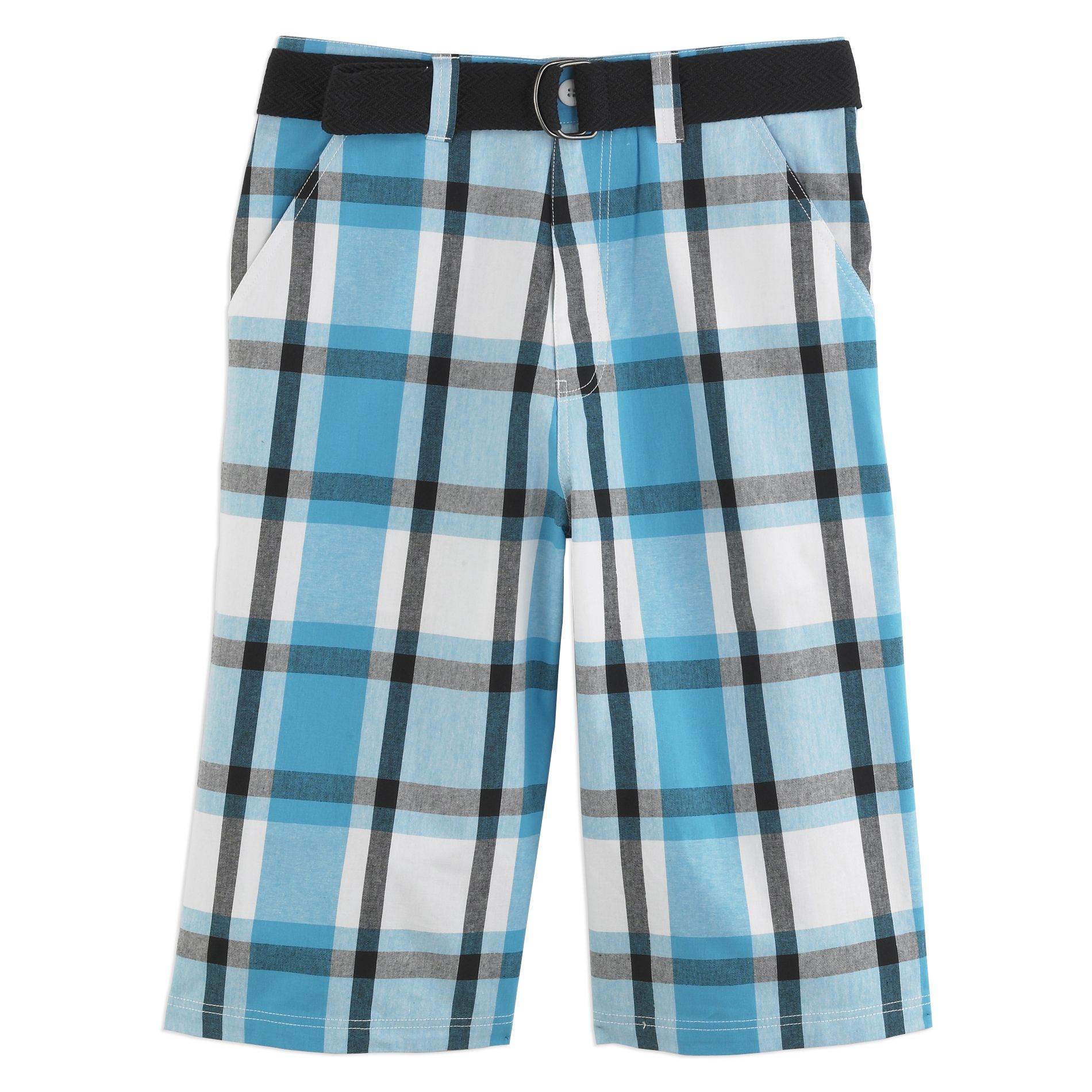 Southpole Belted Plaid Short
