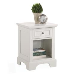 Home Styles Naples White Nightstand with Drawer, Mahogany Hardwood Solids and Engineered Woods, and Open Storage Space