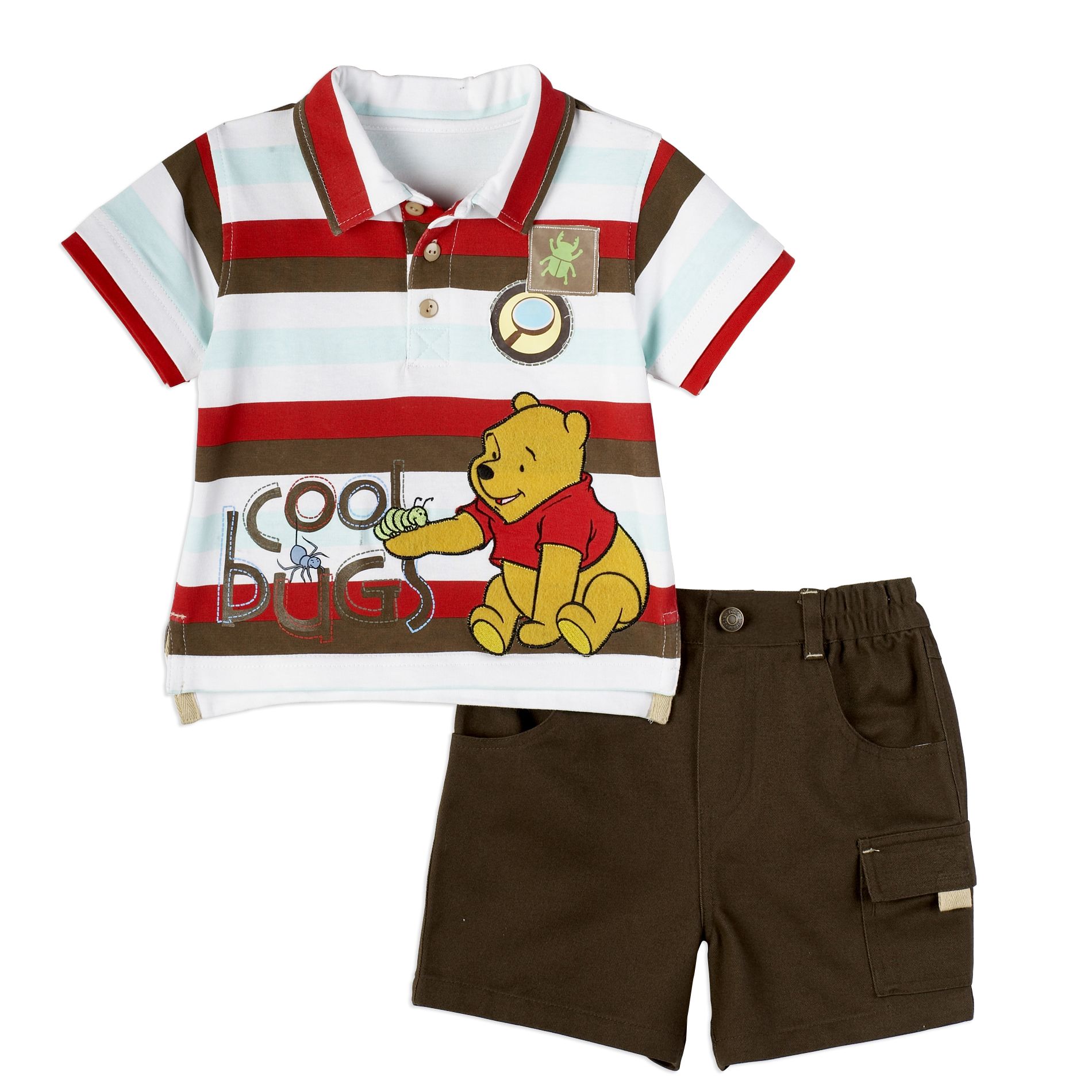 Disney Infant Boy&#39;s Winnie The Pooh Stripe Polo And Cargo Short Set