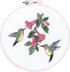 Dimensions Learn-A-Craft Hummingbird Duo Counted Cross Stitch Kit-6" Round