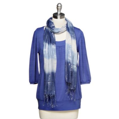 Fred David Banded Bottom Top with Scarf