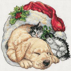 Dimensions Gold Collection Petite Christmas Morning Pets Counted Cross -6"X6"