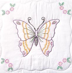 Jack Dempsey Stamped White Quilt Blocks 18X18 6/Pkg Butterfly   Home