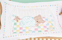 Jack Dempsey Stamped White Quilt Crib Top 40"X60"-Snuggly Teddy