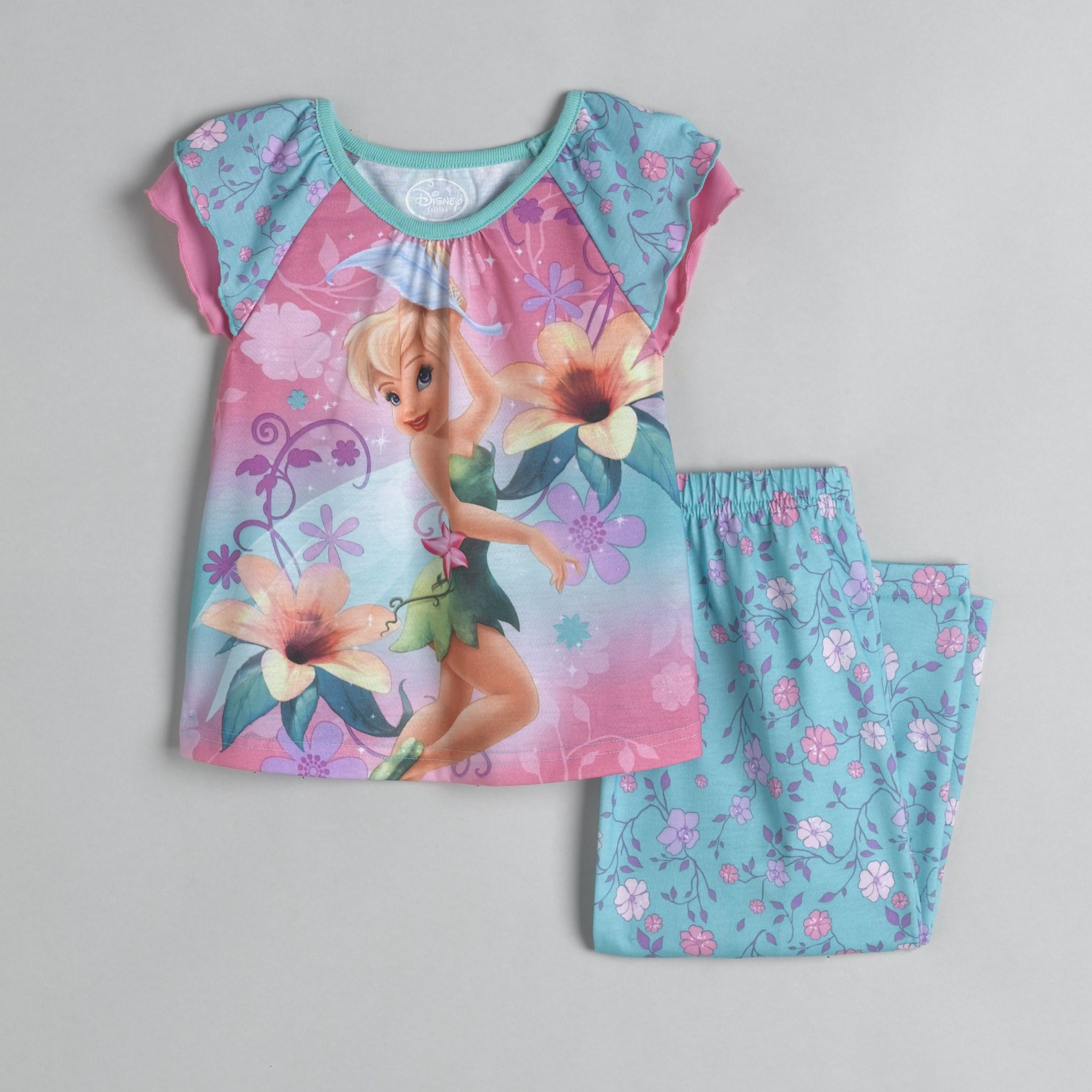 Disney Toddler Girl&#39;s Tinkerbell Ruffle Sleeve Pajamas
