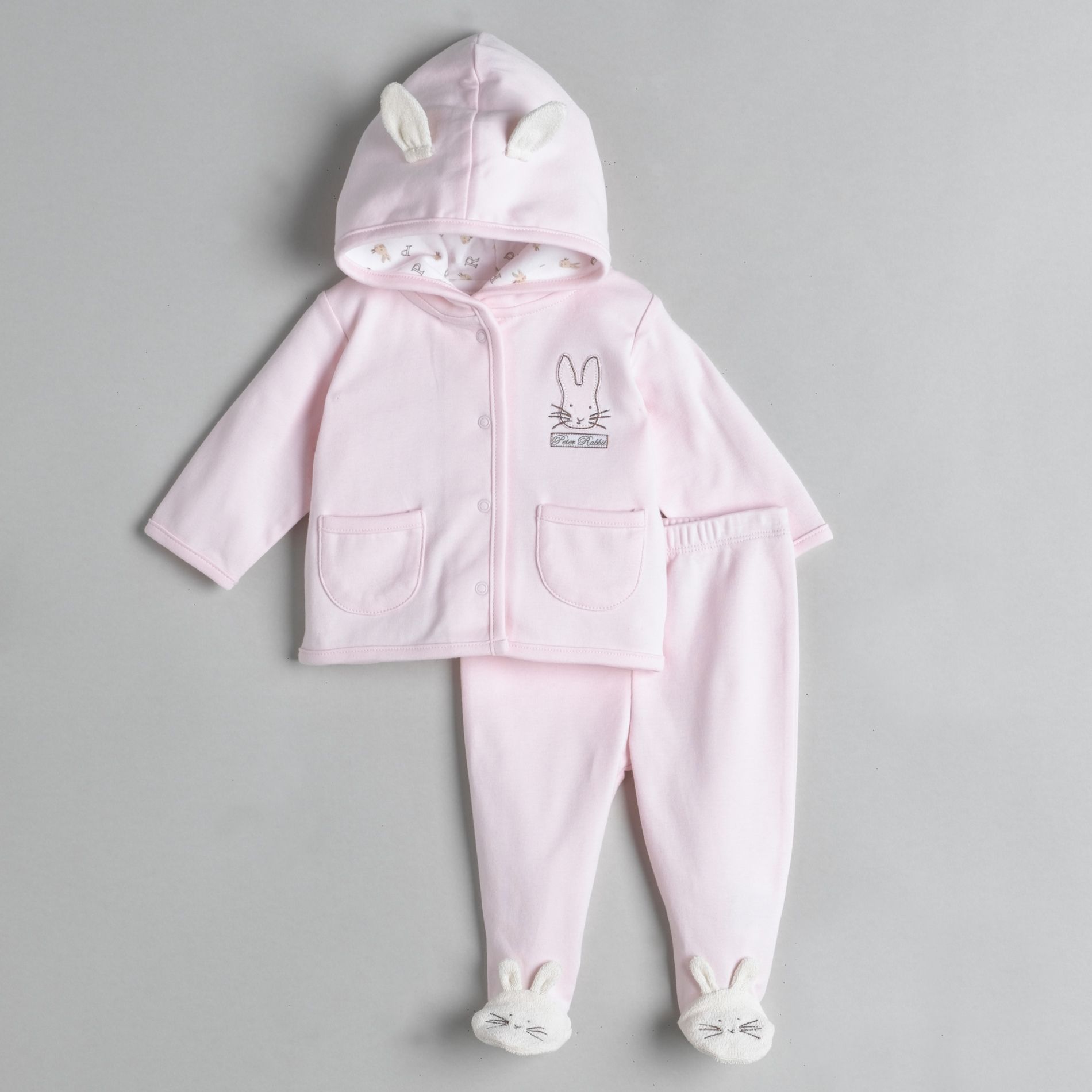 Beatrix Potter Newborn Girl&#39;s 2 Piece Hooded Pant Set with Ears