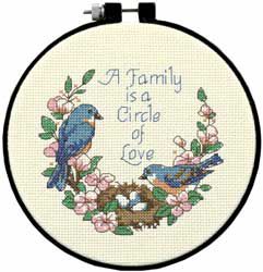 Dimensions Learn-A-Craft Family Love Counted Cross Stitch Kit-6" Round