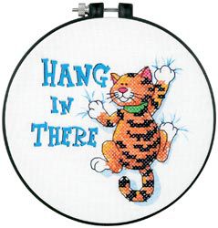 Dimensions Learn-A-Craft Hang In There Stamped Cross Stitch Kit-6" Round