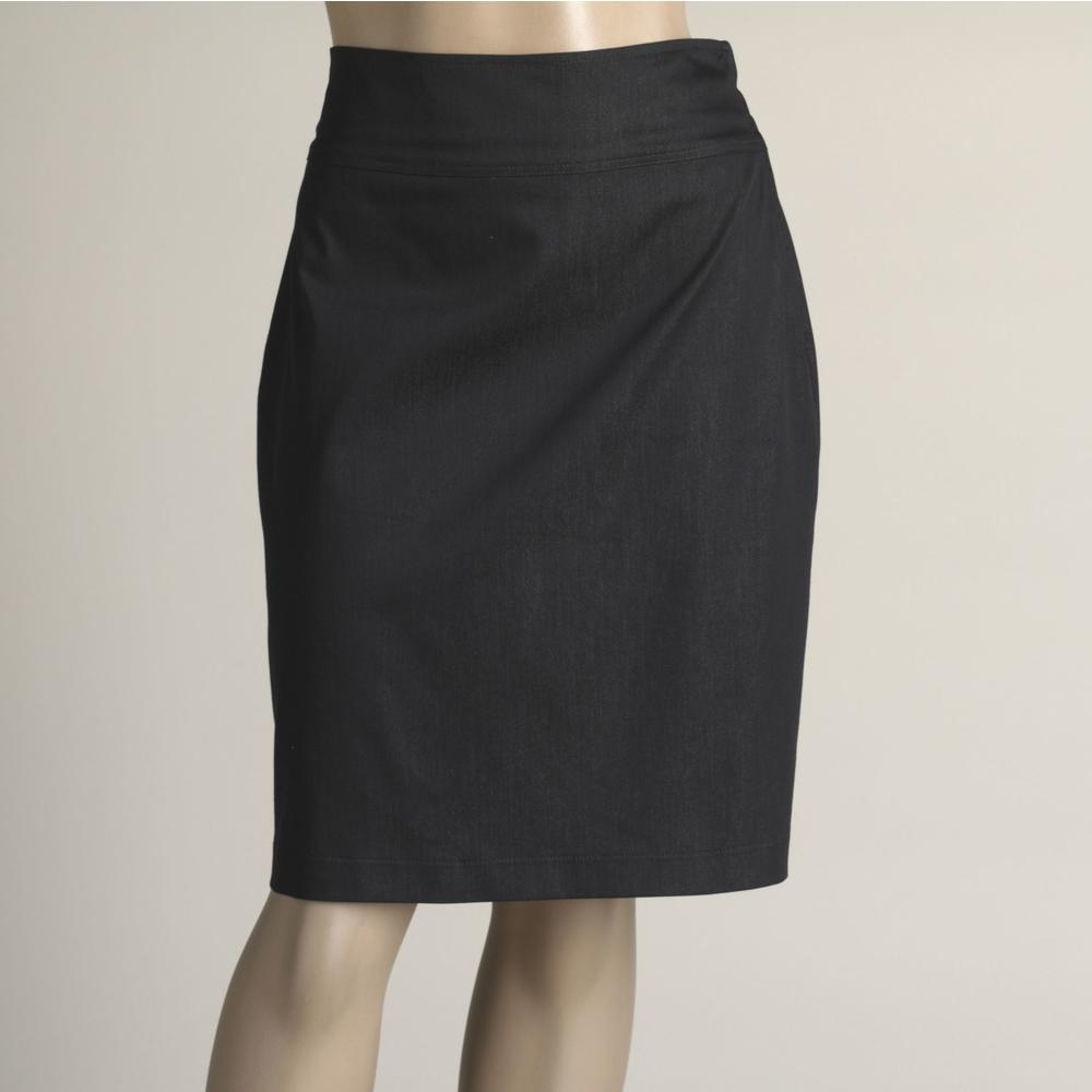 Wrapper Solid Sheen Lace Back Pencil Skirt