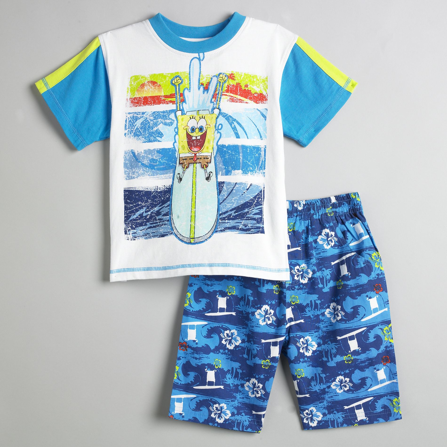 Nickelodeon Toddler Boy's Sponge Bob Surf Slide Top & Shorts Set