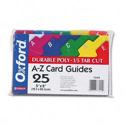 Oxford TOPS Products Oxford Card Guides, Alpha, 1/5 Tab, Polypropylene, 5 x 8, 25/Set