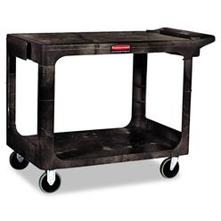 Rubbermaid 452500BK Flat Shelf Utility Cart- 2-Shelf- 500lbs- 26 x 44 x 33-1/3- Black