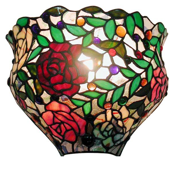 Warehouse of Tiffany Tiffany-style Red Rose Wall Sconce