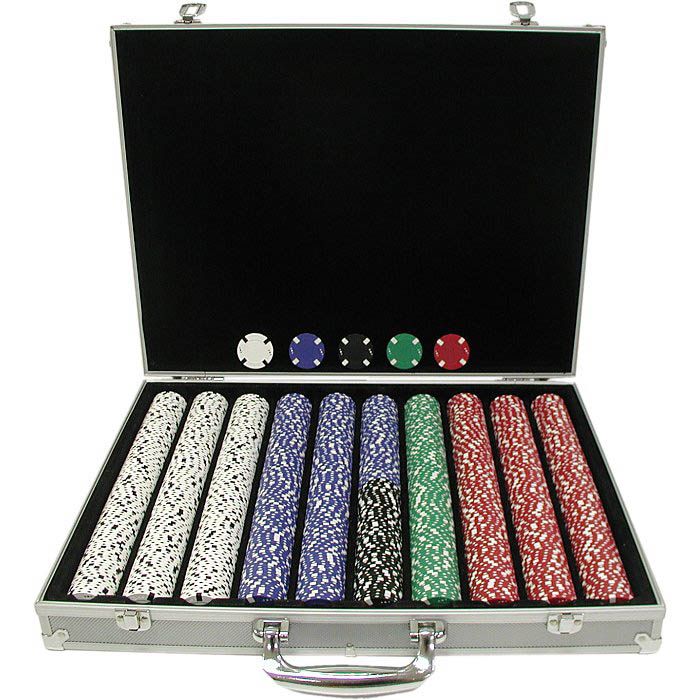 Trademark Global 1000 pc Big Slick Texas Hold em Poker Chip Set w/ Alum. Case
