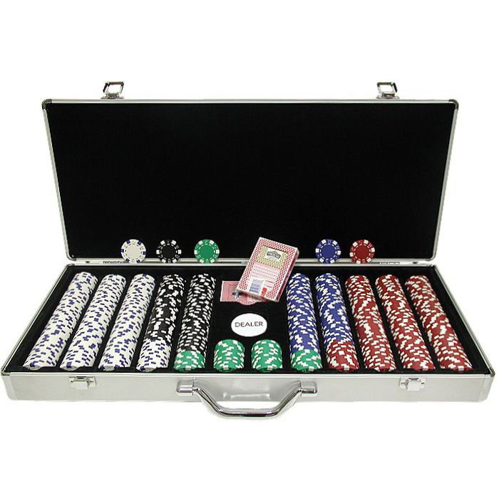 Trademark Global 650 11.5 Gram Dice-Striped Poker Chips in Aluminum Case