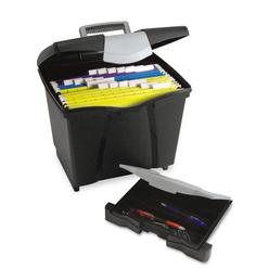 Storex Portable File Box With Drawer, Letter Files, 14" X 11.25" X 14.5", Black