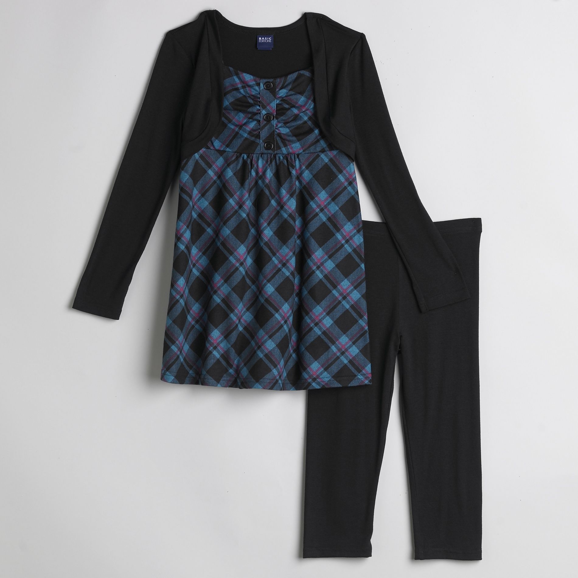 Basic Editions Girl&#39;s 2&#45;Piece Brooke Plaid Dress And Leggings
