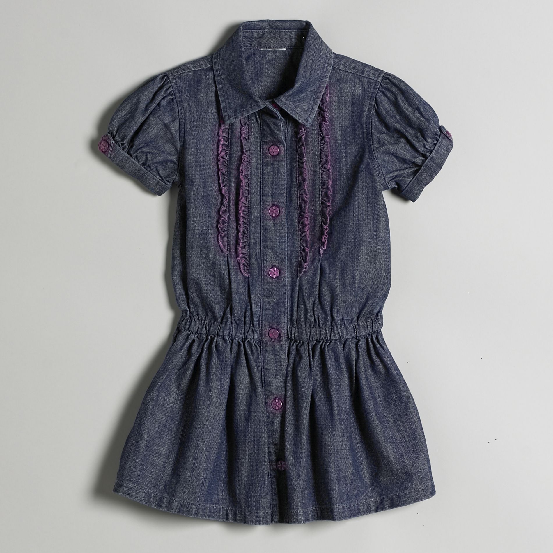 WonderKids Toddler Girl's Ruffled Button Down Shirt Dress
