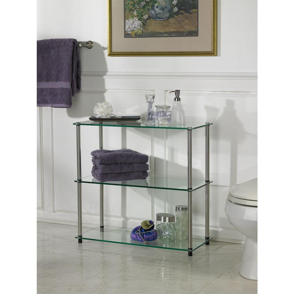 Convenience Concepts Designs2Go Classic Glass 3 Shelf Bookcase