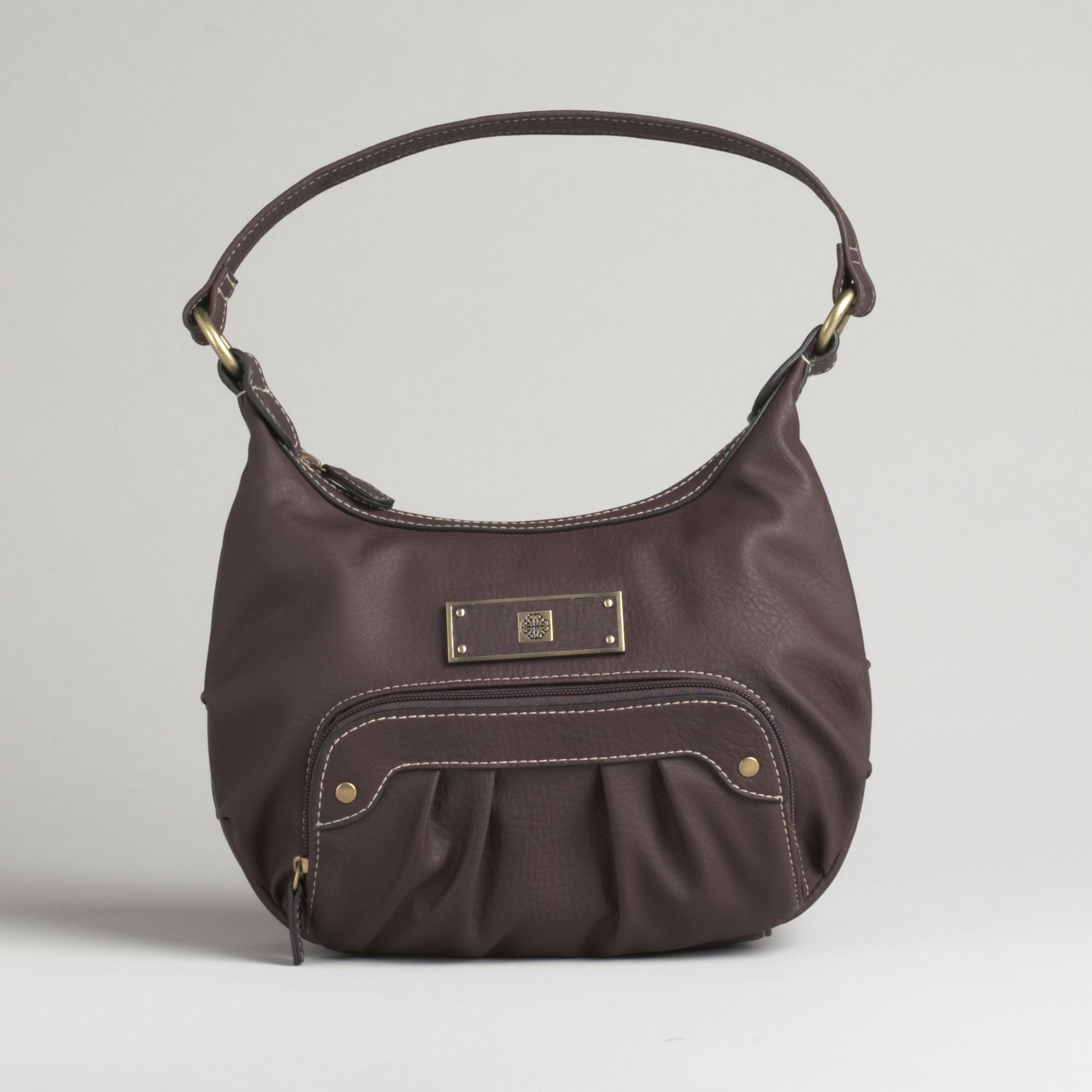 Treviso Magnet Closure Top Zip Front Crinkle Hobo Handbag