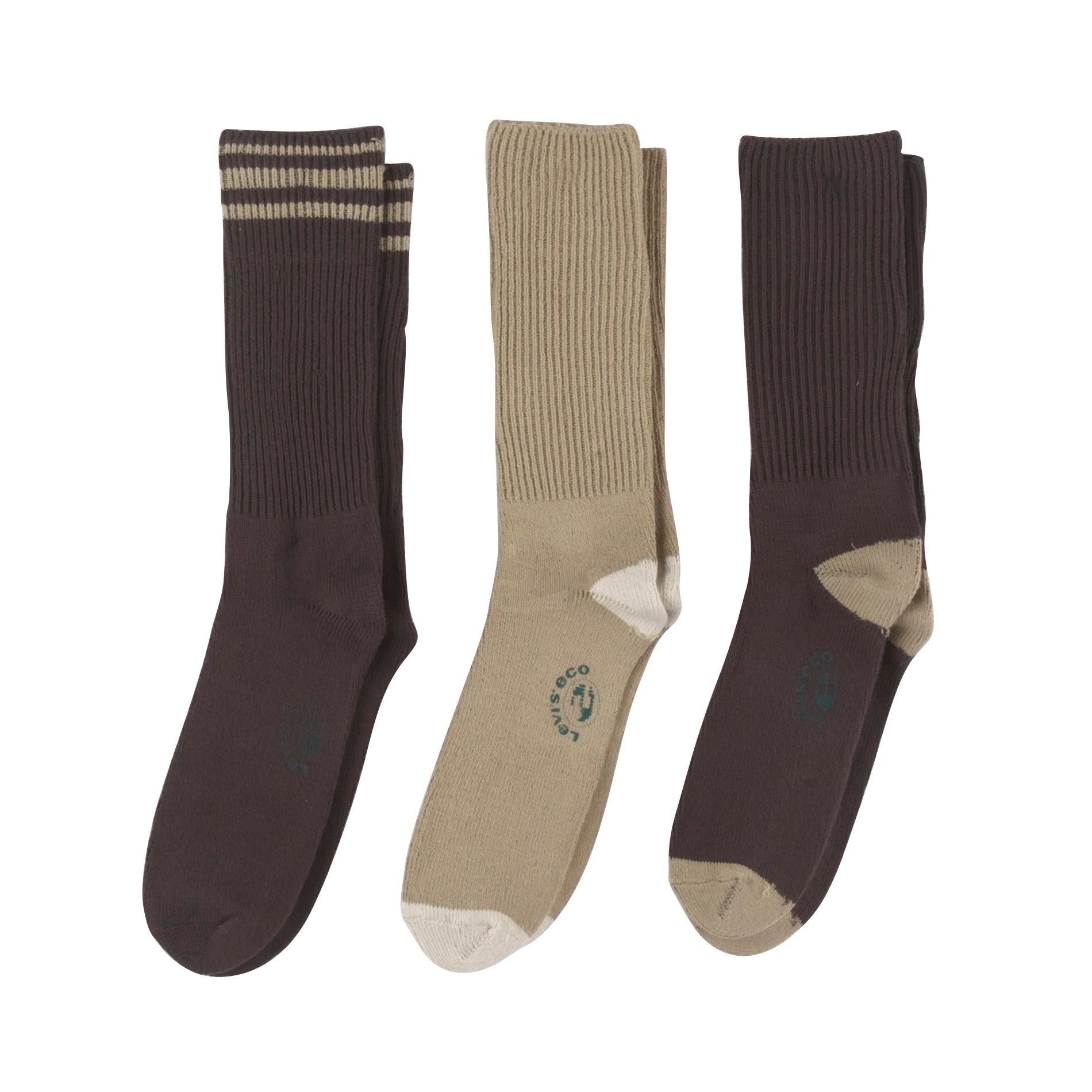 Levi's &#174; Three Pack Striped Rib Crew Socks