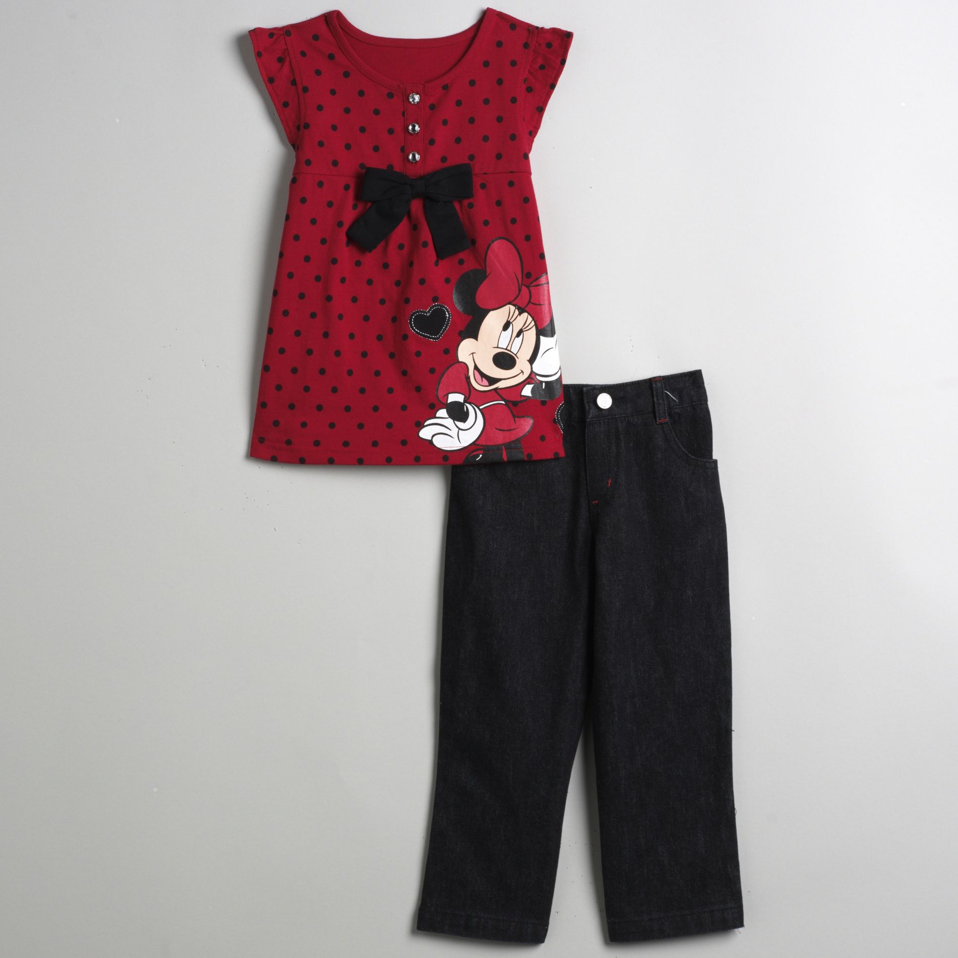 Disney Toddler Girl&#39;s Minnie Mouse Short Sleeve Dotted Pantset