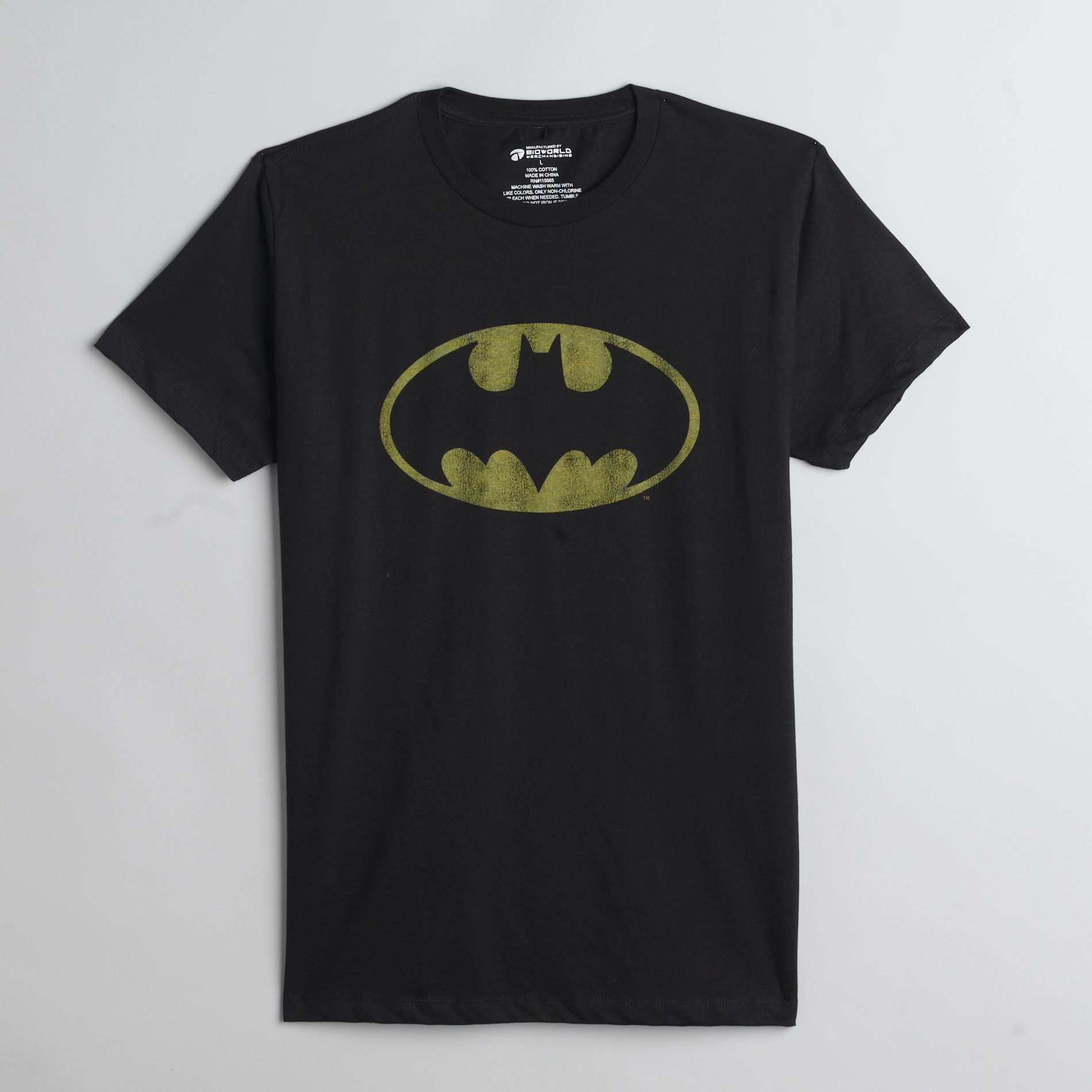 DC Comics Men's Short Sleeve  Distressed Logo T-Shirt