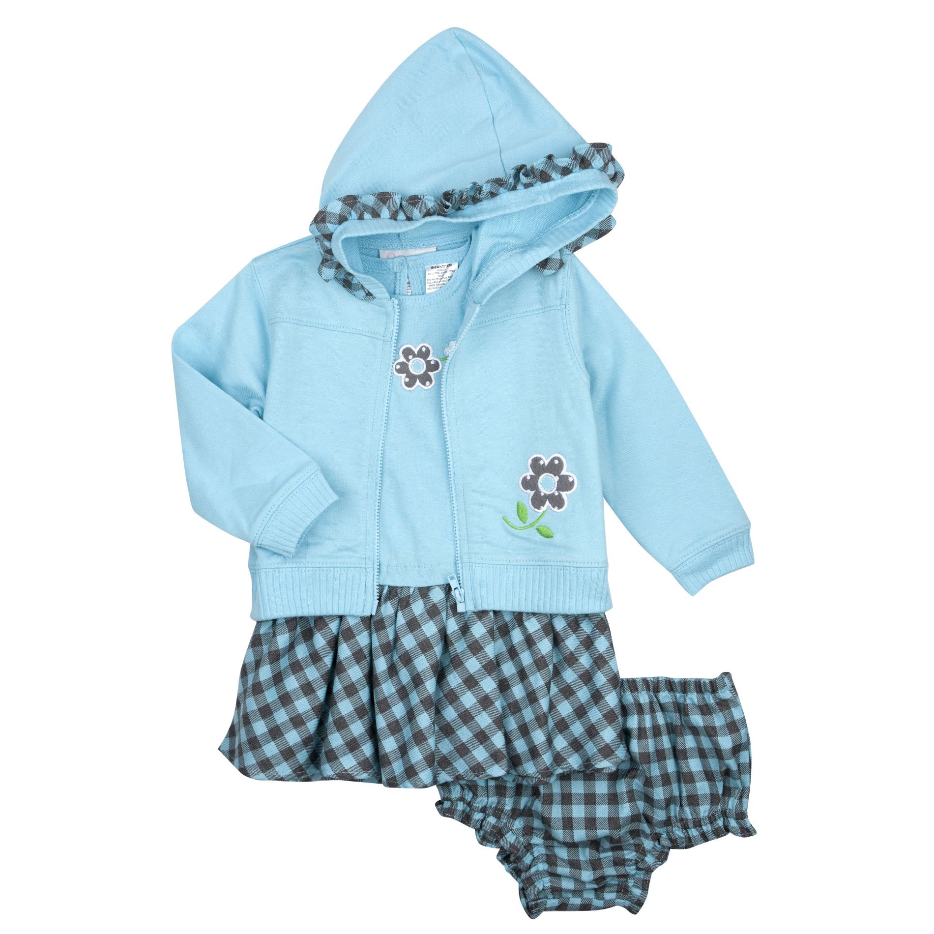 Youngland Infant Girl&#39;s 2 Piece Dress & Front Zip French Terry Hoodie
