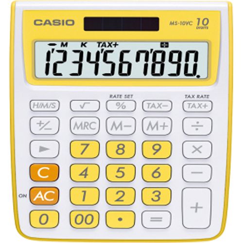 Casio MS10VC-YL Basic Tax Calculator - Yellow