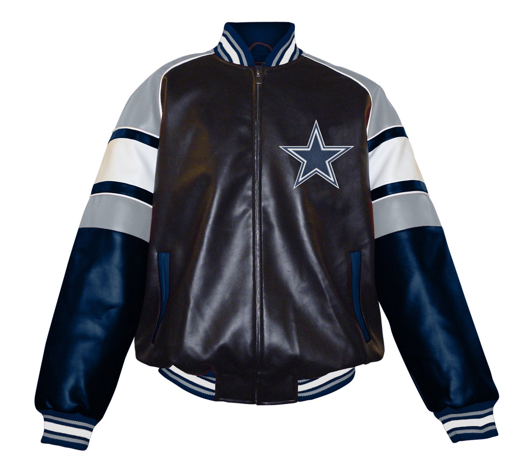 NFL Men&#39;s Dallas Cowboys Pleather Jacket - Navy