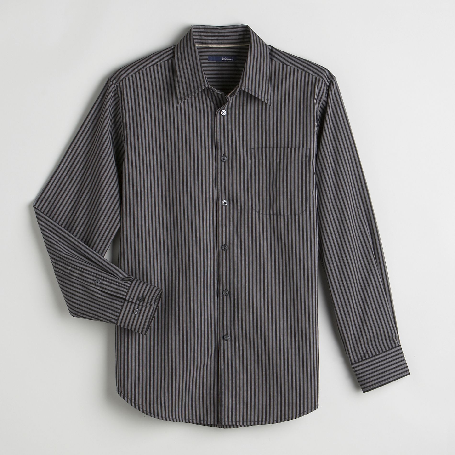 Basic Editions Men&#39;s Big & Tall Long Sleeve Stripe Woven Shirt