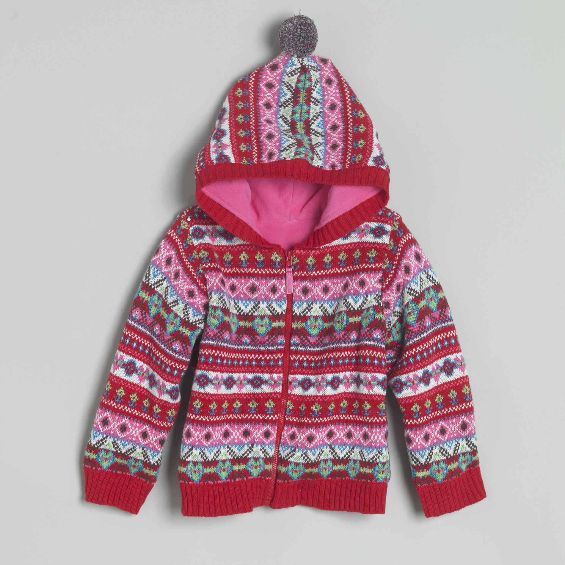 WonderKids Toddler Girl's Winter Heart Print Hooded Sweater
