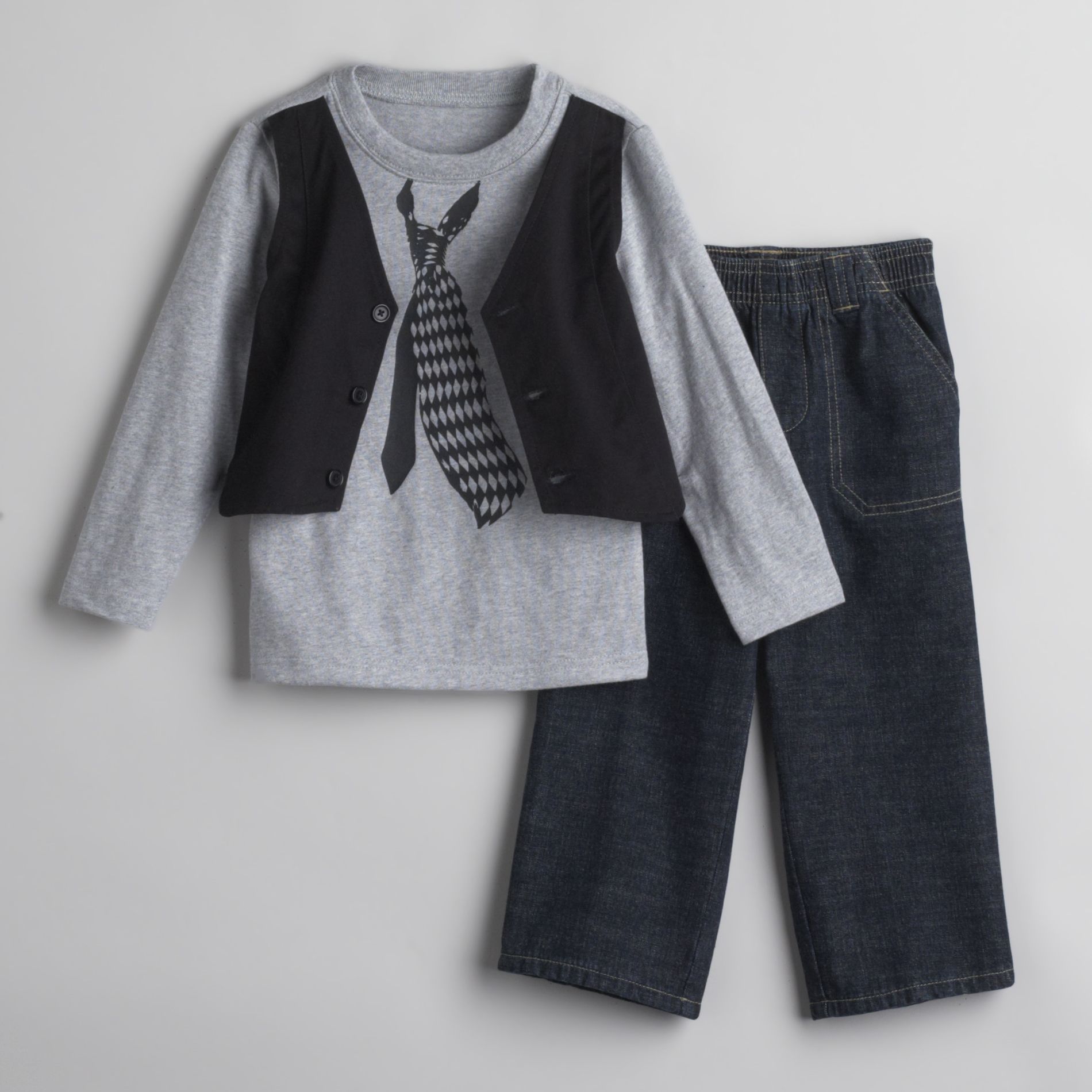 WonderKids Toddler Boy's 2-Piece Long Sleeve Mock Vest Set