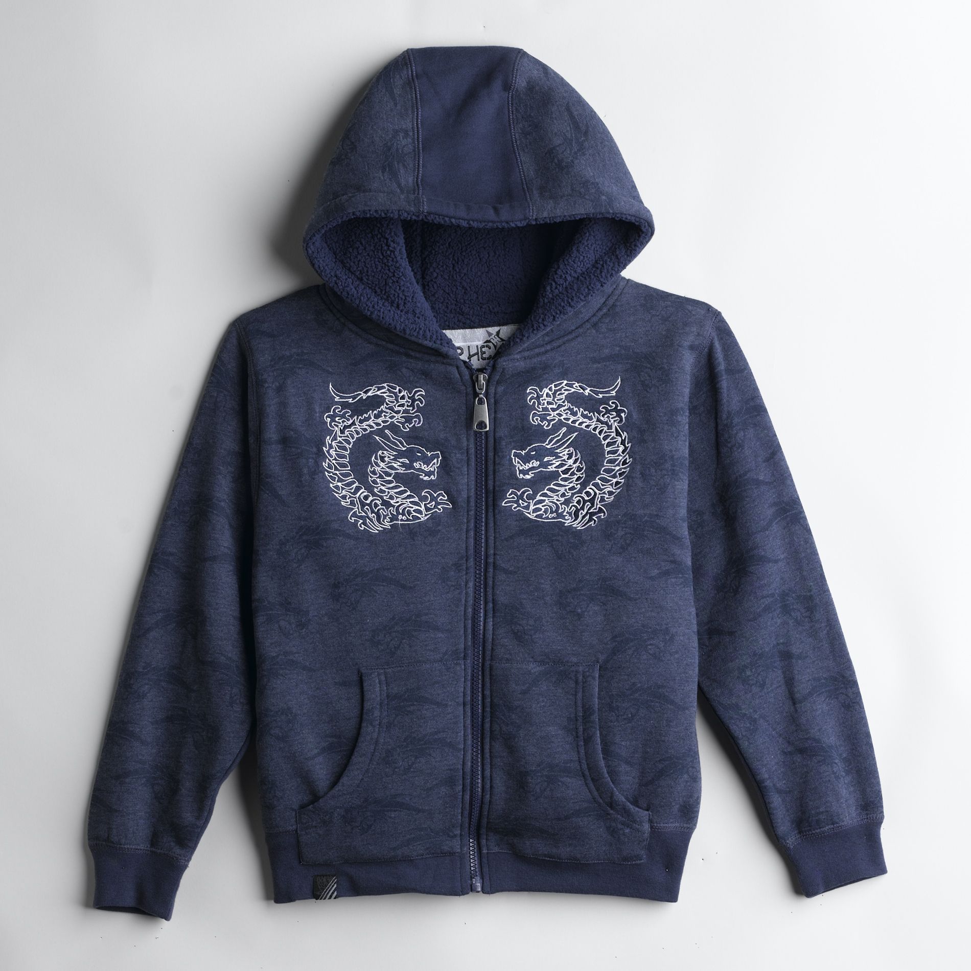 Top Heavy Boy's 4-7 Fleece Lined Hoodie With Dragon Embroidery