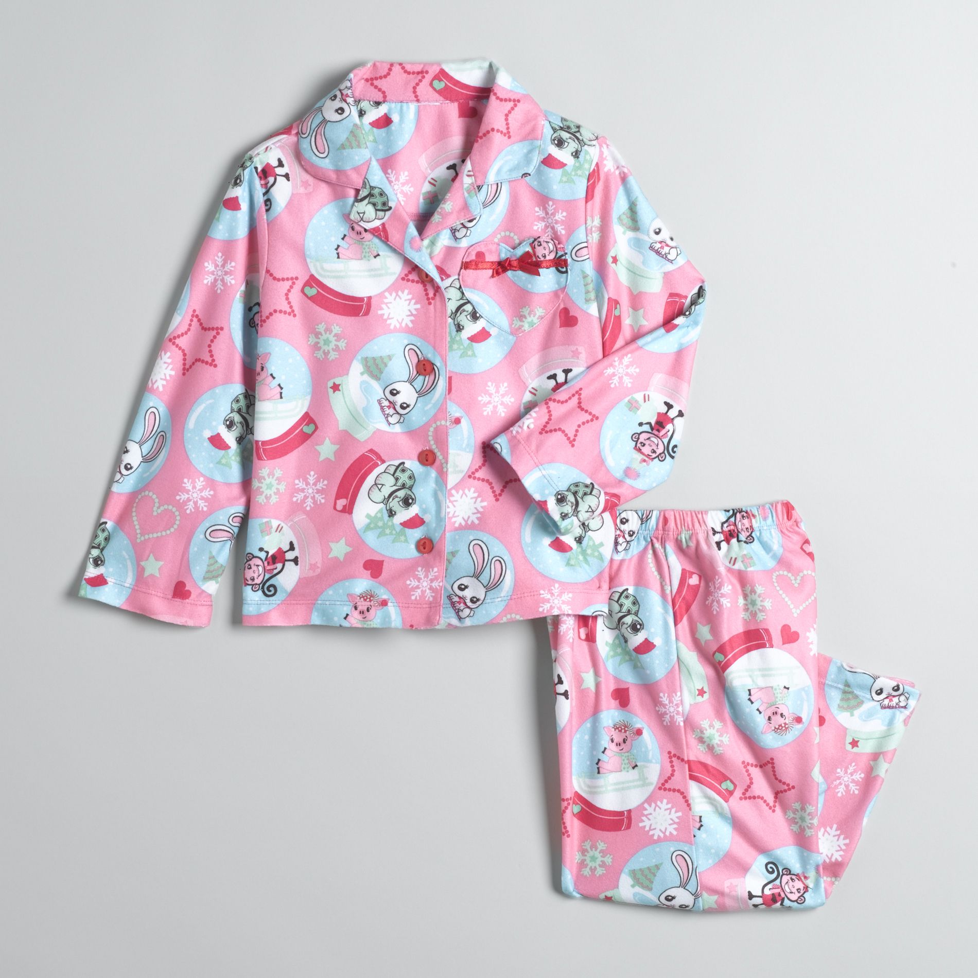 Joe Boxer Toddler Girl's Snow Print Heart Pocket Pajamas