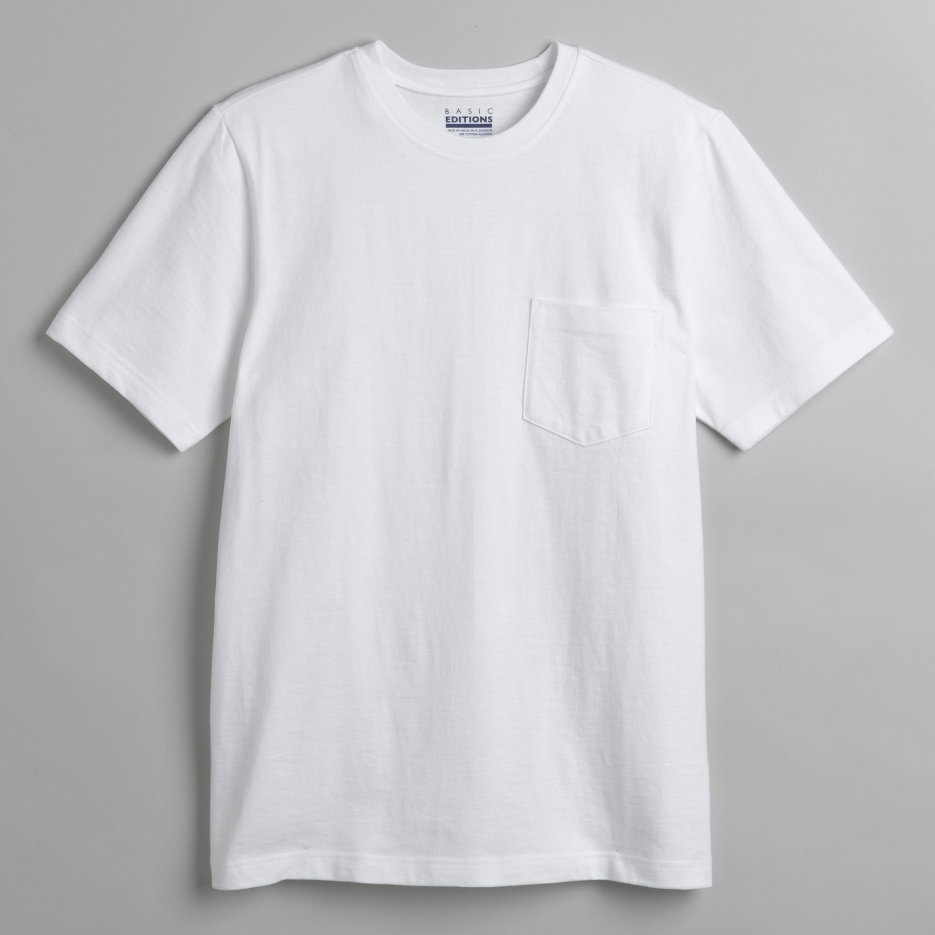 Basic Editions Men&#39;s Short Sleeve Solid Crewneck Pocket T&#45;Shirt