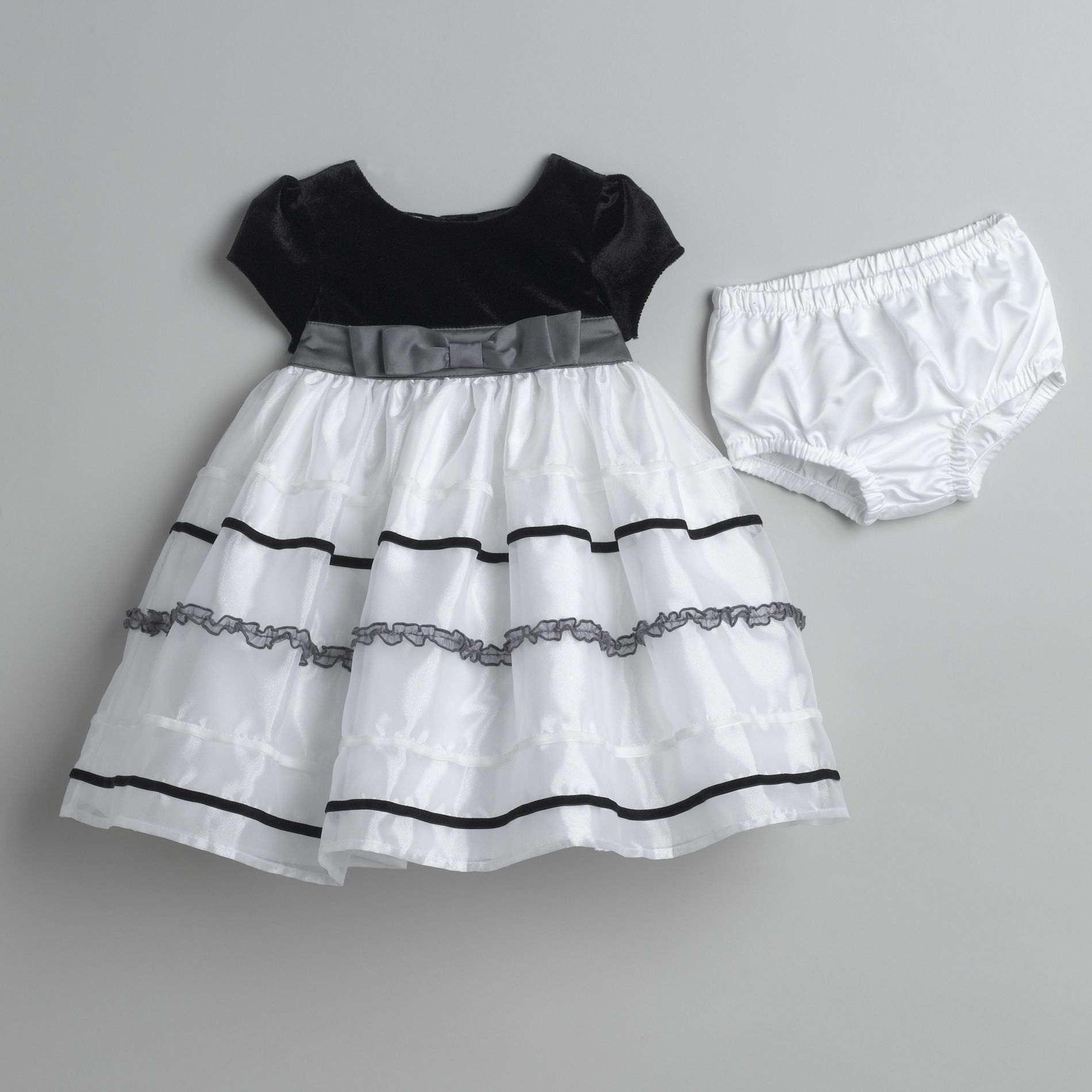 WonderKids Infant Girl&#39;s Ribbon Lace Trim Party Dress