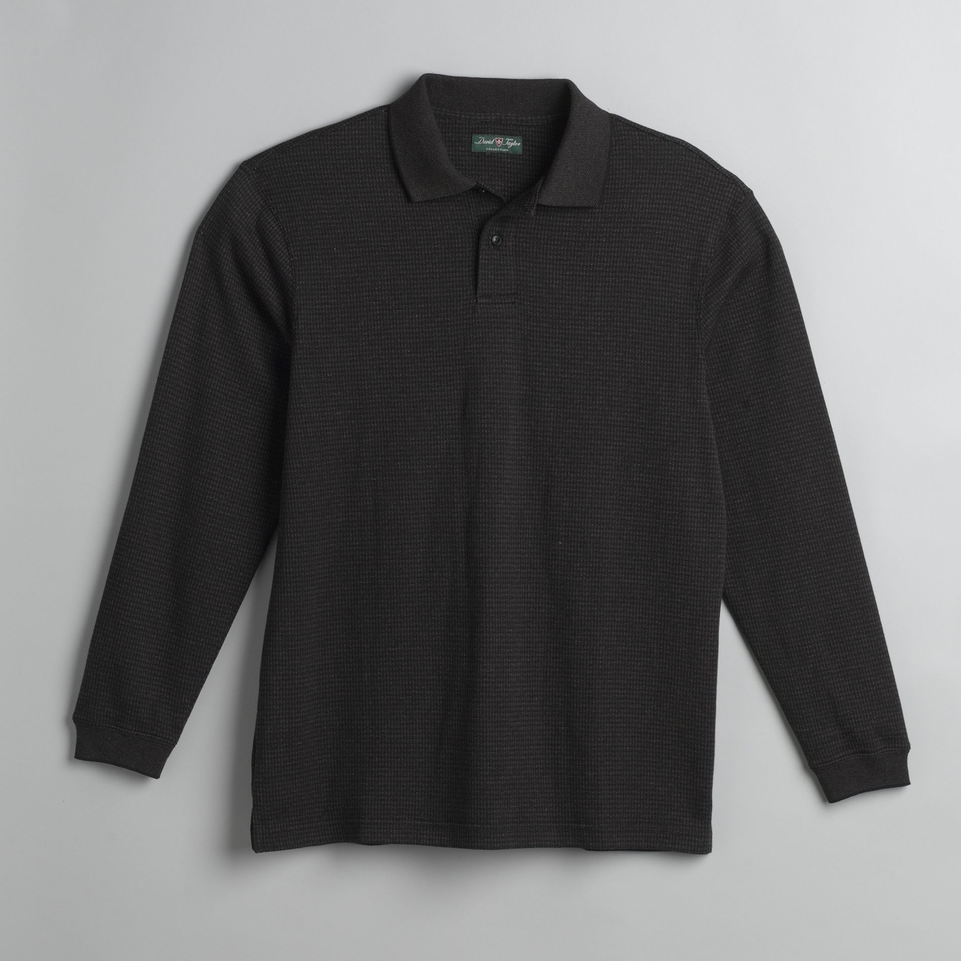 Men's Long Sleeve Checks Plaid Jacquard Polo Shirt