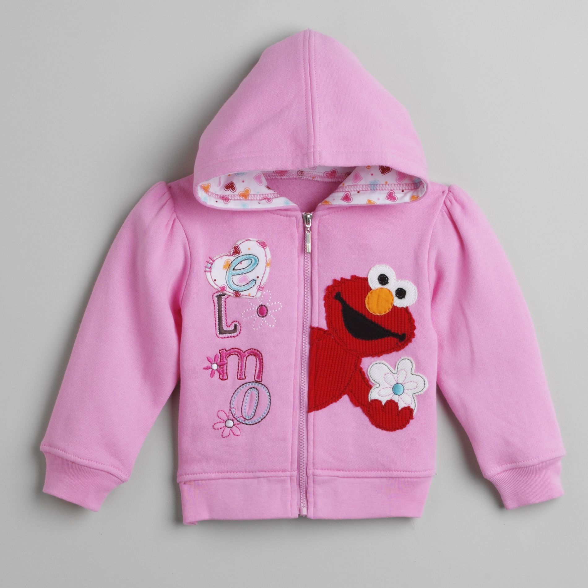 Sesame Street Toddler Girl&#39;s Elmo Zip-Front Hooded Homespun Fleece