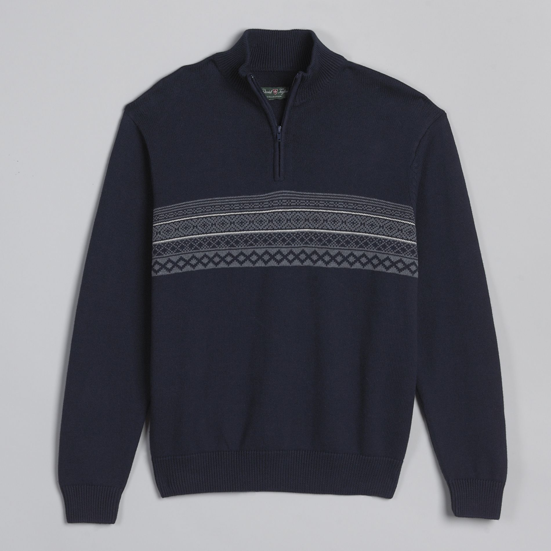 David Taylor Collection Men's Fairisle 1/4 Zip Sweater