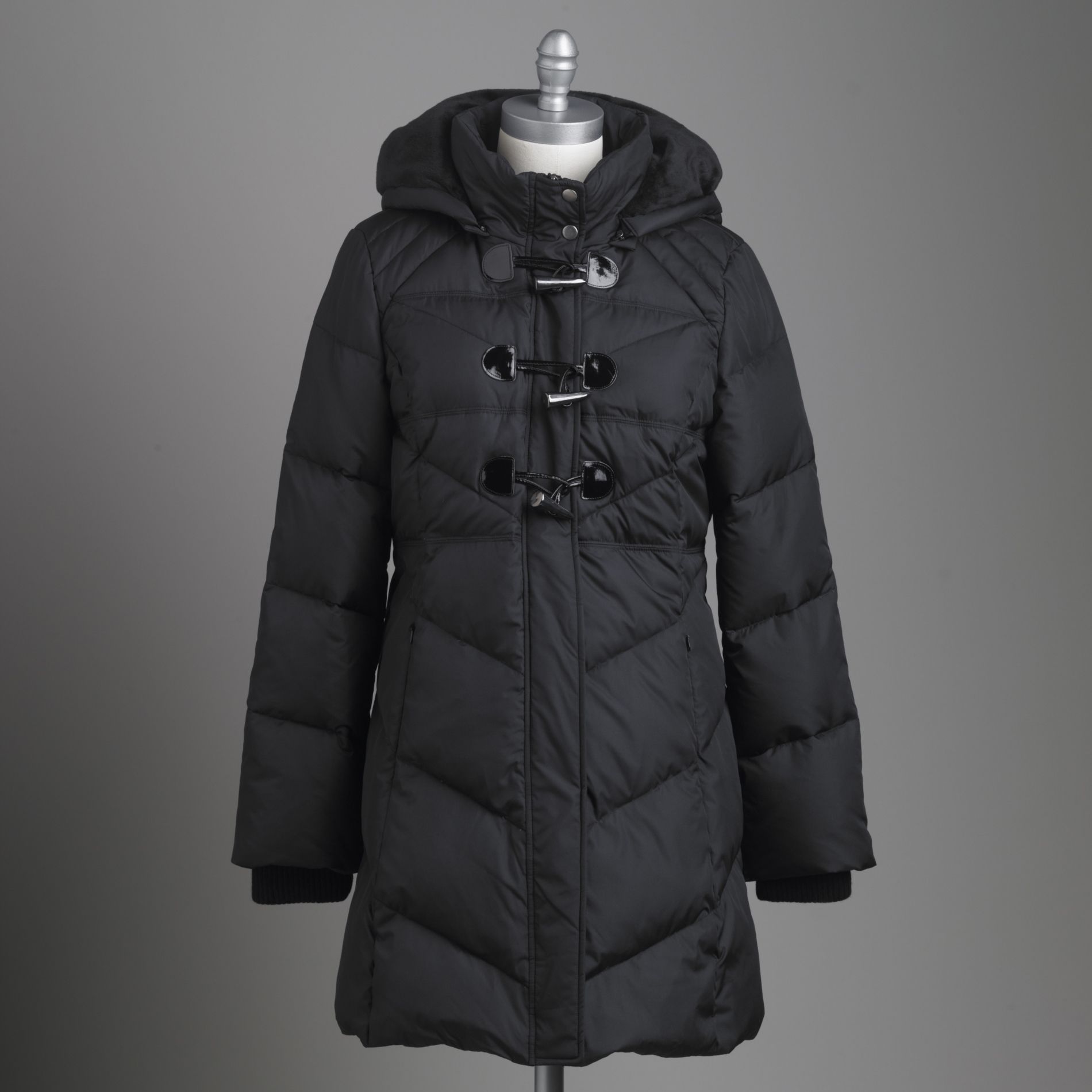 Bold Spirit Women's Long Down Coat with Hood and Toggle Buttons