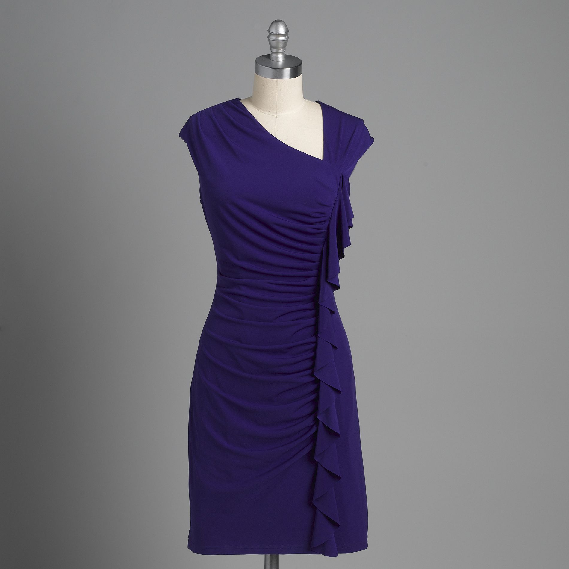 Spense Women&#39;s Cap Sleeve Asymmetrical Side Ruffle Dress