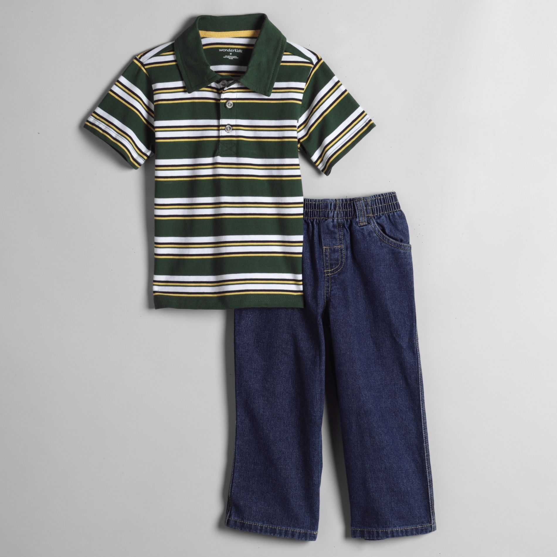 WonderKids Infant Boy&#39;s 2-Piece Short Sleeve Striped Polo Set